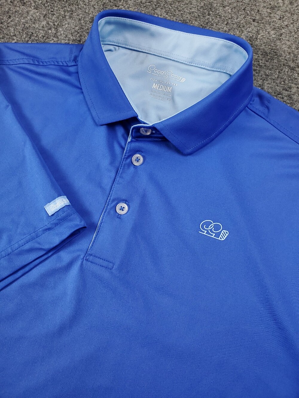 Good Good Golf Blueberry Polo Shirt Medium Spandex Royal Blue Performance Tour